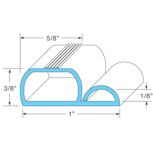 All Points 74-1099 Extruded Rubber Compression Door Gasket Strip - 12' x 1" x 3/8"