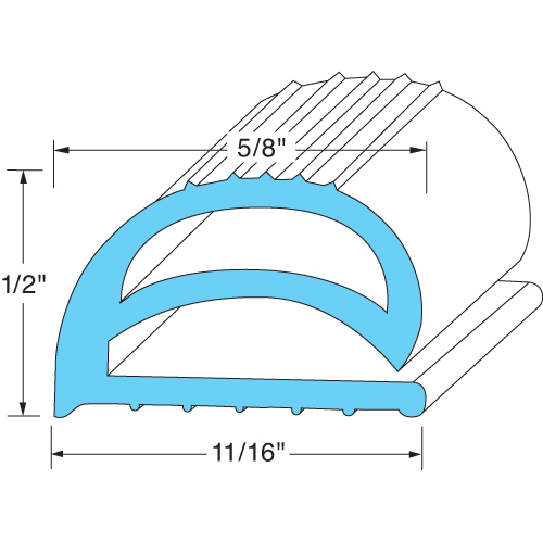 All Points 74-1190 Compression Door Gasket Strip - 10' x 11/16" x 1/2"