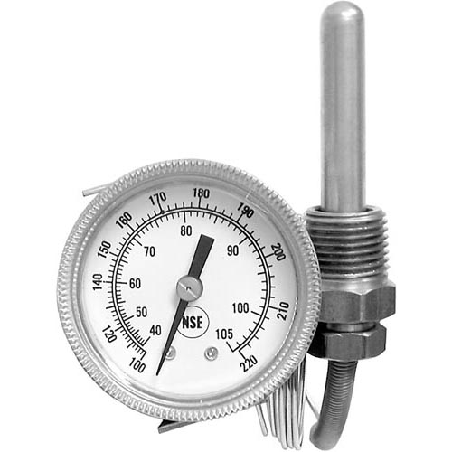 American Dish Service OEM # 299-1004 / 299-1005, Temperature Gauge; 100-220 Degrees Fahrenheit; Rear Palnut Mount