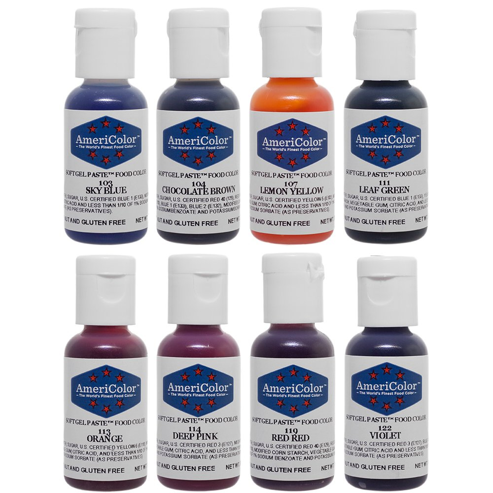 Americolor Gel Paste Junior Kit, Eight .75 Oz. Colors