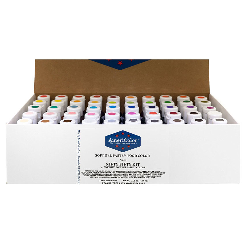 Americolor Soft Gel Paste Nifty Fifty Kit, 50 Colors