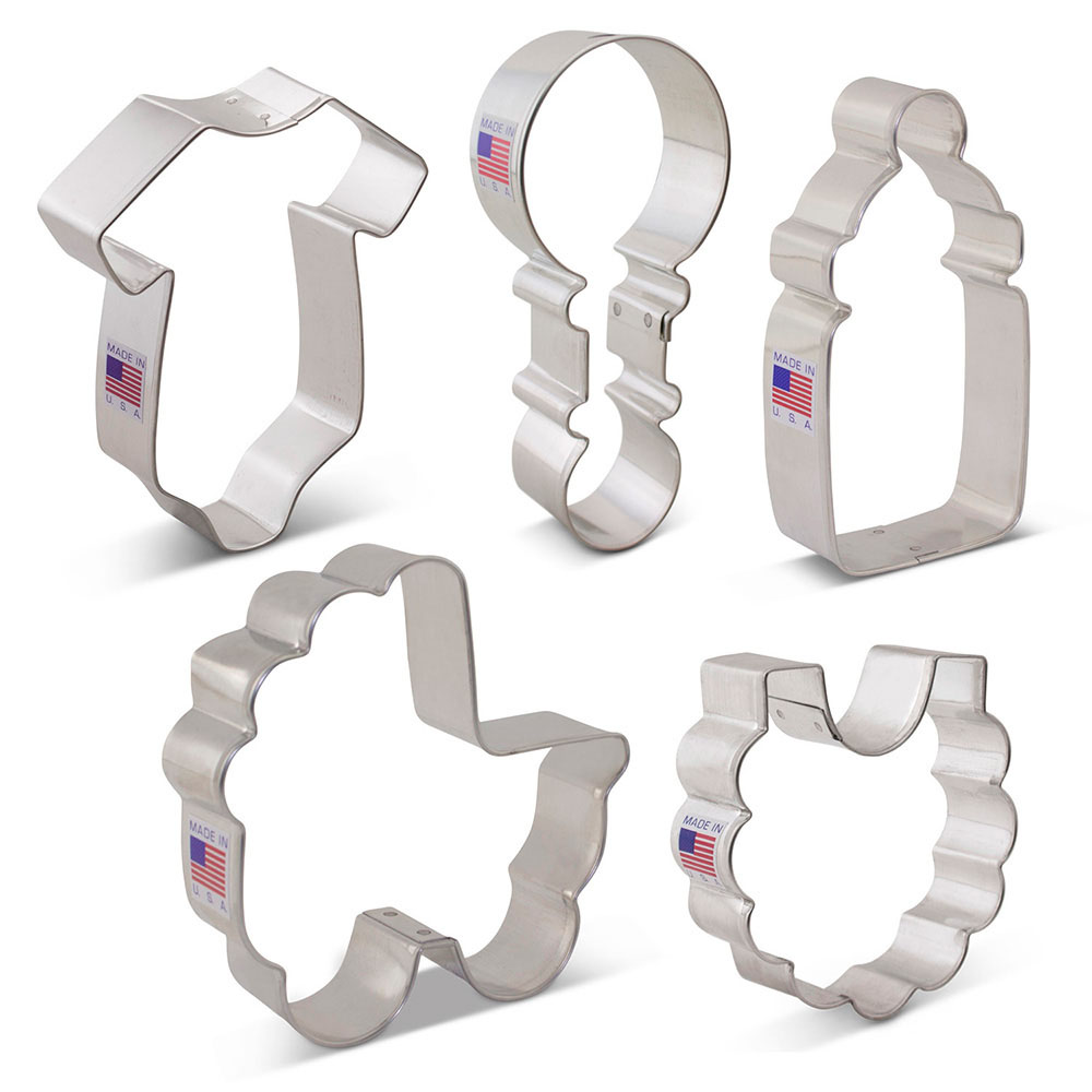 Ann Clark Baby Shower Cookie Cutter, 5 pc. Set Shaped Cookie Cutter