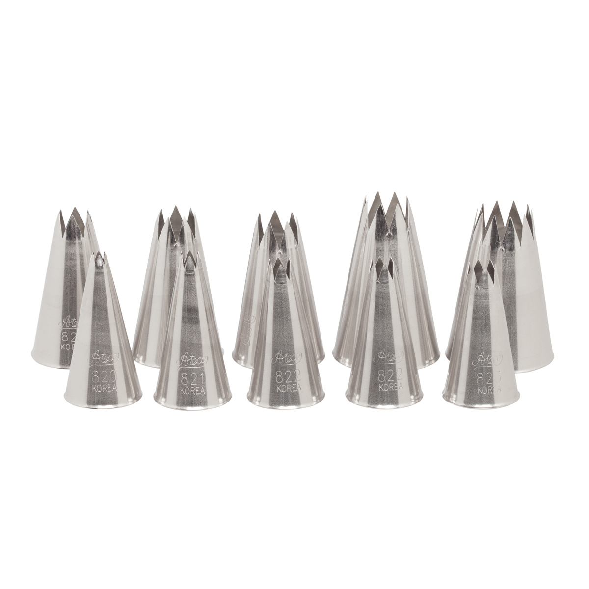 Ateco 830 Open Star 10-Piece Decorating Pastry Tube Set Set of 10 Asst.