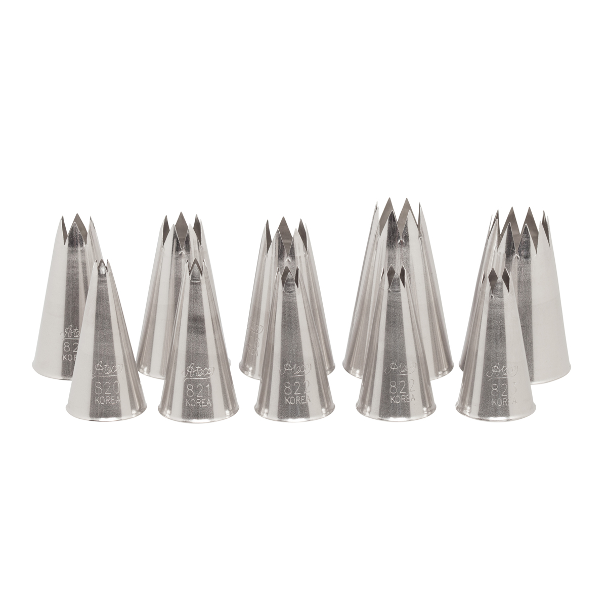 Ateco Open Star Pastry Tube Set # 830 - Set of 10