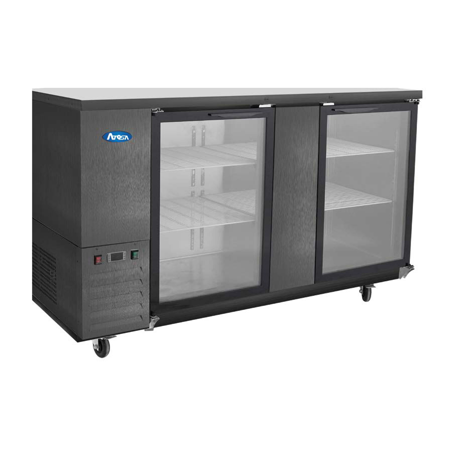 Atosa Back Bar Cooler SBB69GGRAUS2, 68"W, 18.6 cu. ft., Black Finish