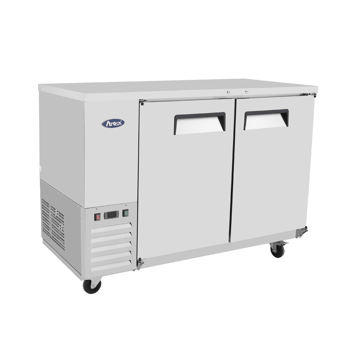 Atosa MBB48-GR Two Section Back Bar Cooler 50"W x 28.1"D x 42.2"H w/2 Locking Solid Doors