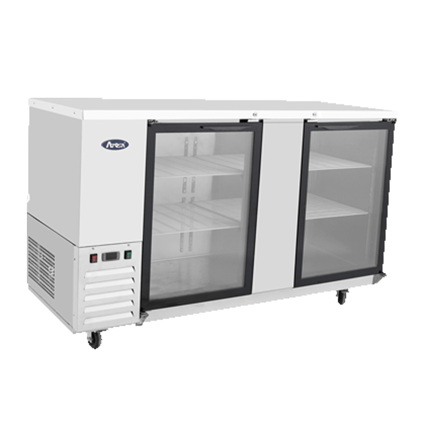 Atosa MBB69G-GR Two Section Back Bar Cooler 68"W x 28.1"D x 42.2"H w/2 Locking Glass Doors