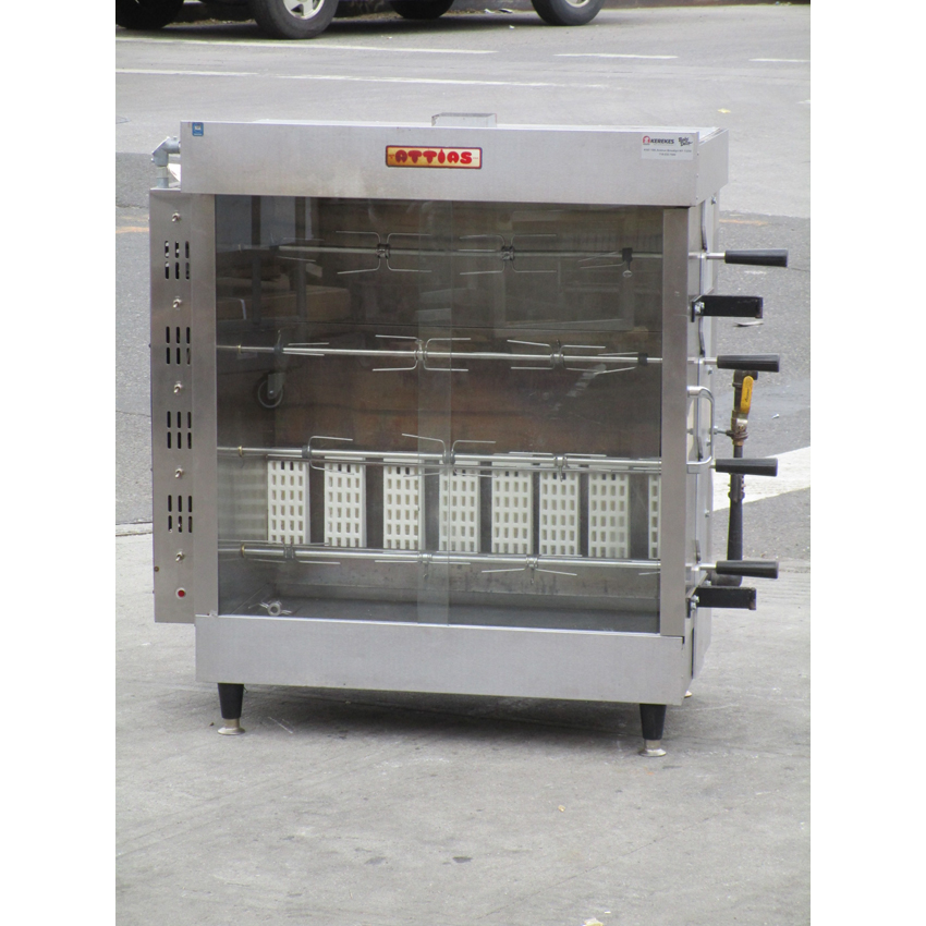 Attias 20 Chicken Commercial Rotisserie Oven Machine, Natrual Gas, Good Condition