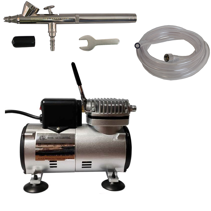 Badger Air-Brush Co. Bake Air 80-8N Compressor, 100-GB Airbrush and 6-Foot  Clear Hose Cake Airbrush Machines 