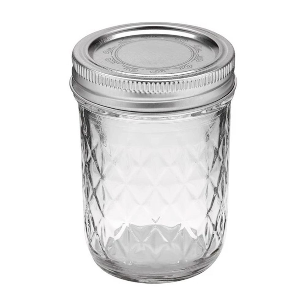 Ball Quilted Crystal Regular Mouth Mason Jars, 8 oz. - Case of 12