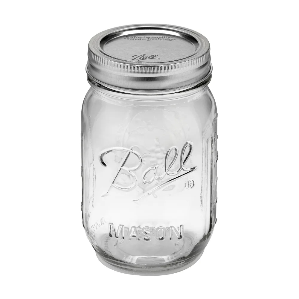 Ball Regular Mouth Glass Mason Jar, 16 oz. - Case of 12