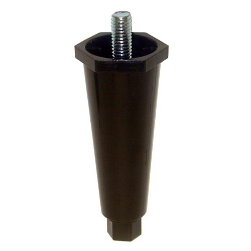 Black Plastic 4" Adjustable Equipment Leg, Hex Foot, 3/8"-16 Stud Mount