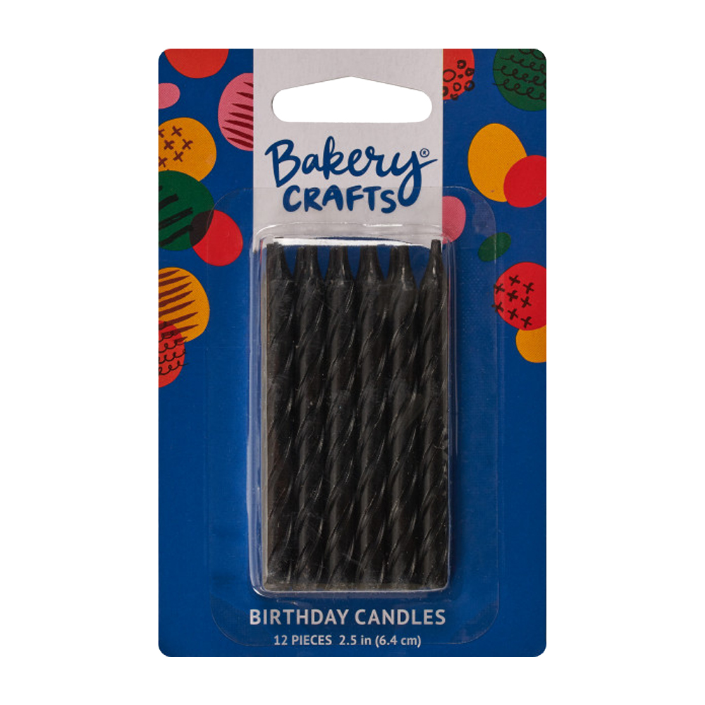 Black Spiral Birthday Candles, Pack of 12