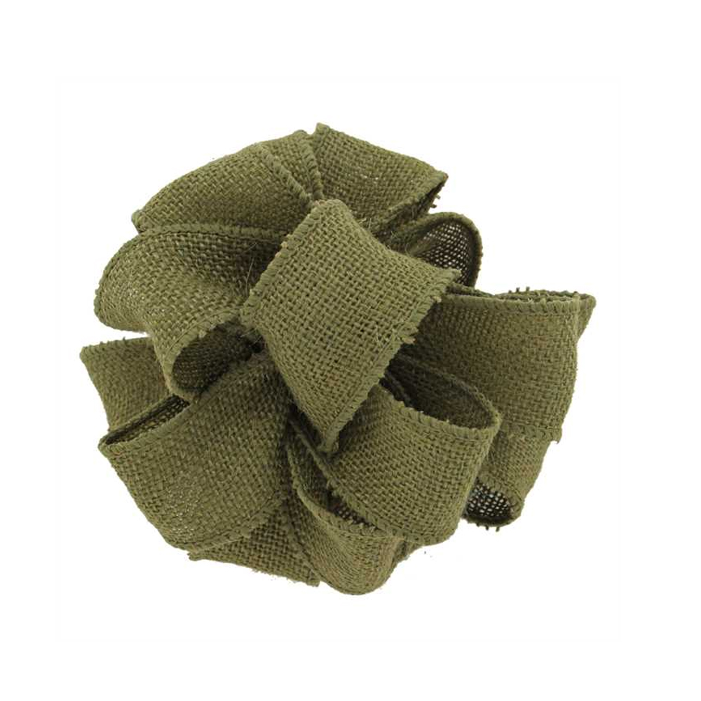 Burlap Wired Edge Ribbon 1-1/2", Moss - Roll of 10 Yards