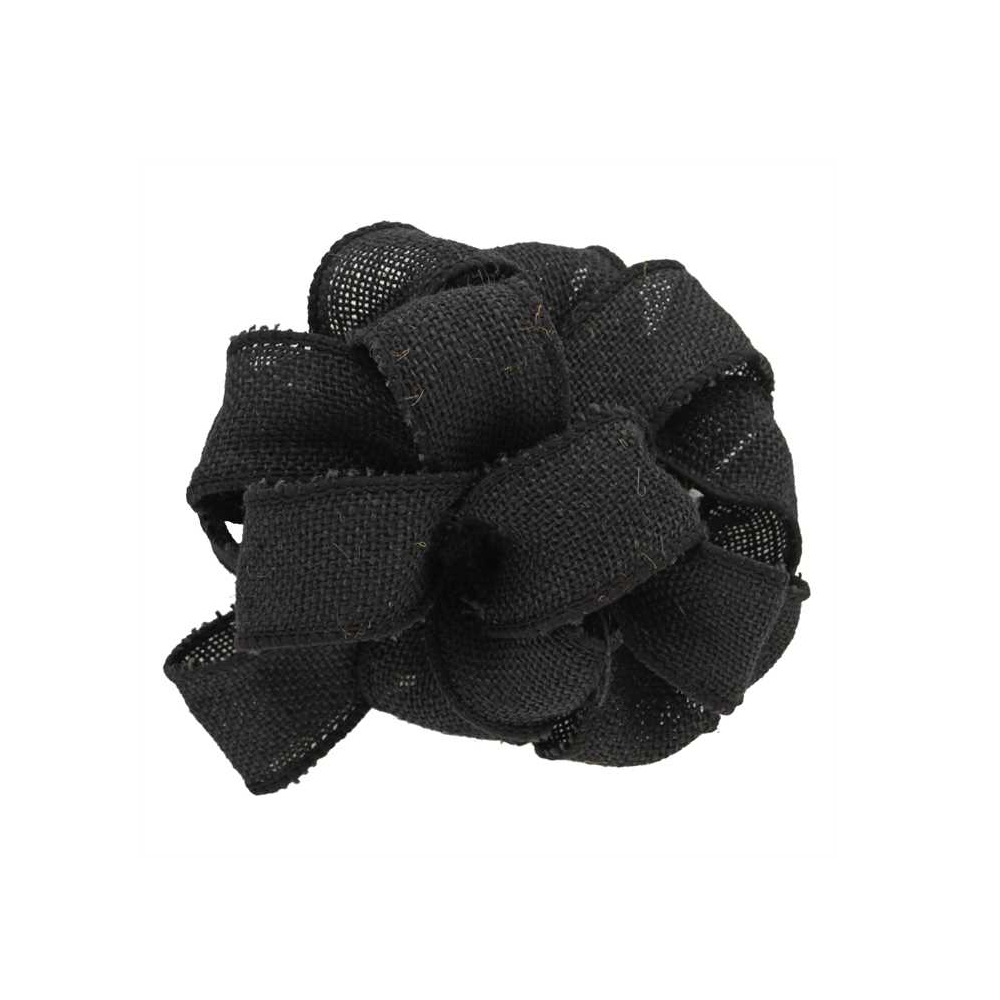 Burlap Wired Edge Ribbon 1-1/2", Black - Roll of 10 Yards 