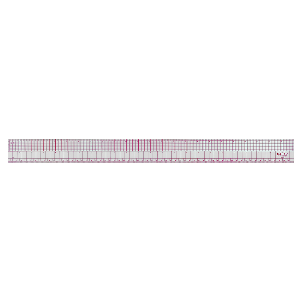 C-Thru Inch/Metric X-Ray Ruler. Inches broken down in 16ths. Overall Length 24"