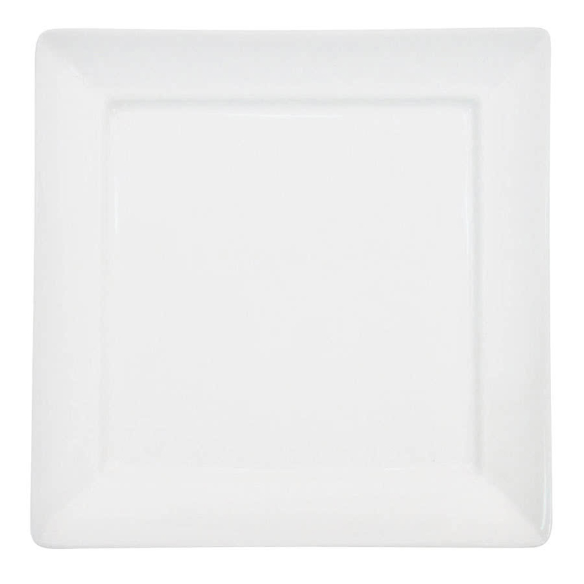 CAC F-SQ16 Paris French 10 1/4" Bone White Square Porcelain Plate - Case Of 12