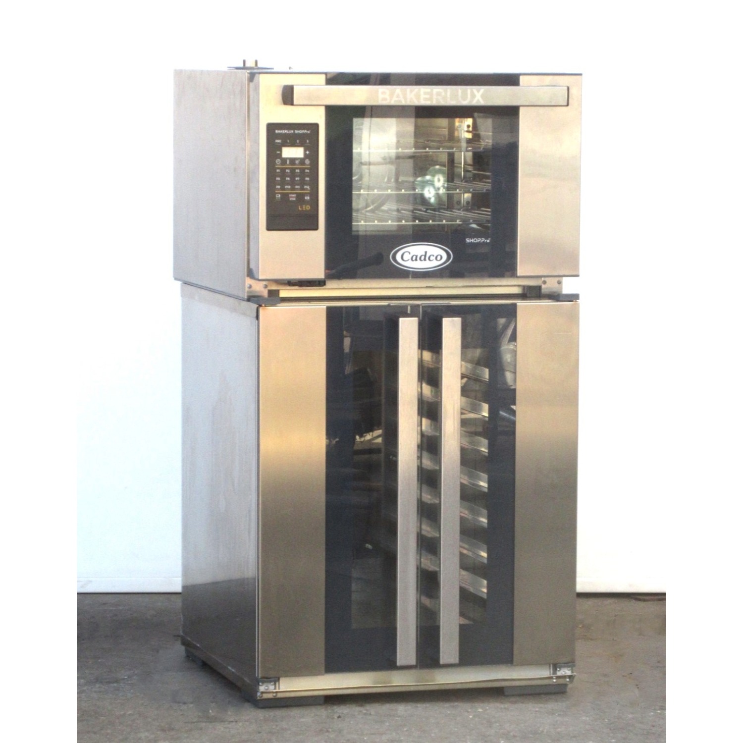 Cadco XAFT-03HS-GD Half-Size Countertop Convection Oven with XAKPT-08HS-C Half Size Proofer, Used Excellent Condition