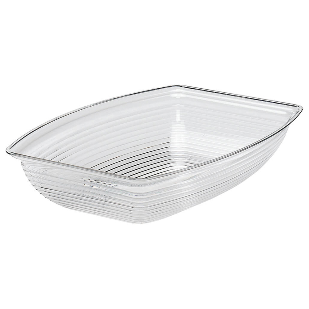 Cambro Camwear Clear Rectangular Ribbed Bowl 14-1/4" x 19-3/8"