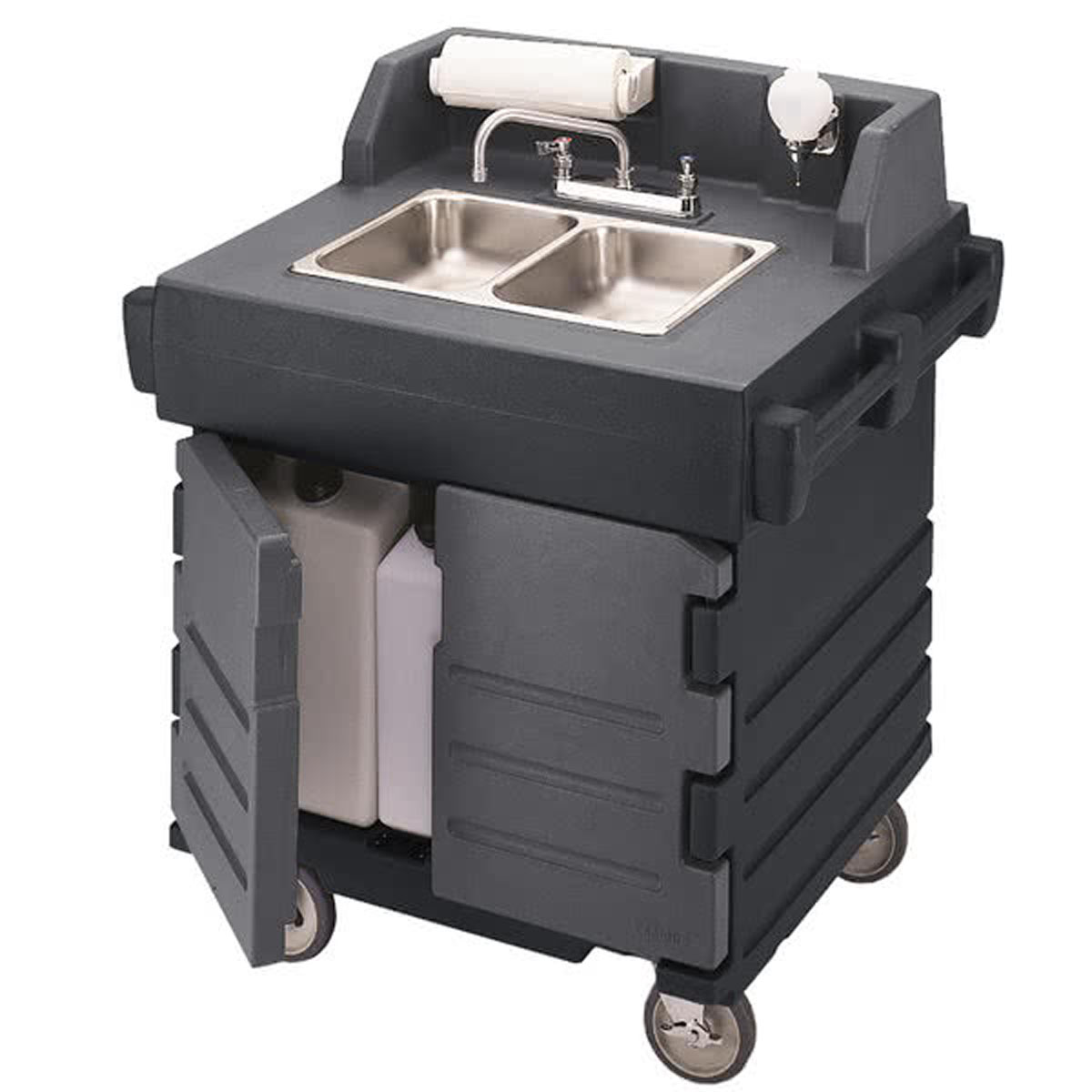 Cambro KSC402426 Camkiosk Hand-Sink Cart - Black Base, Granite Gray Door