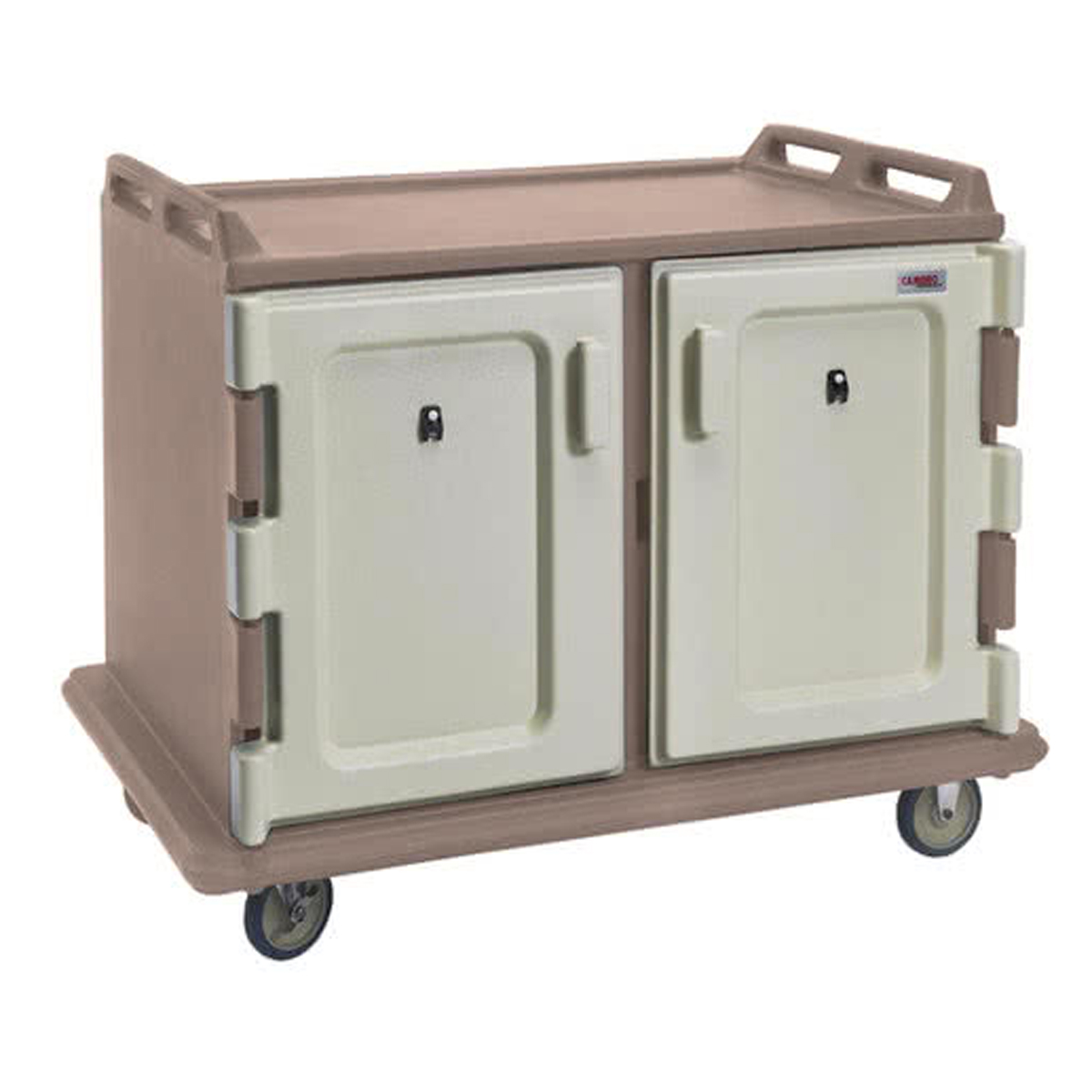 Cambro MDC1520S20194 Meal-Delivery Cart for Tray Service - 2 Compartments for 15'' x 20'' Trays - Low - Granite Sand