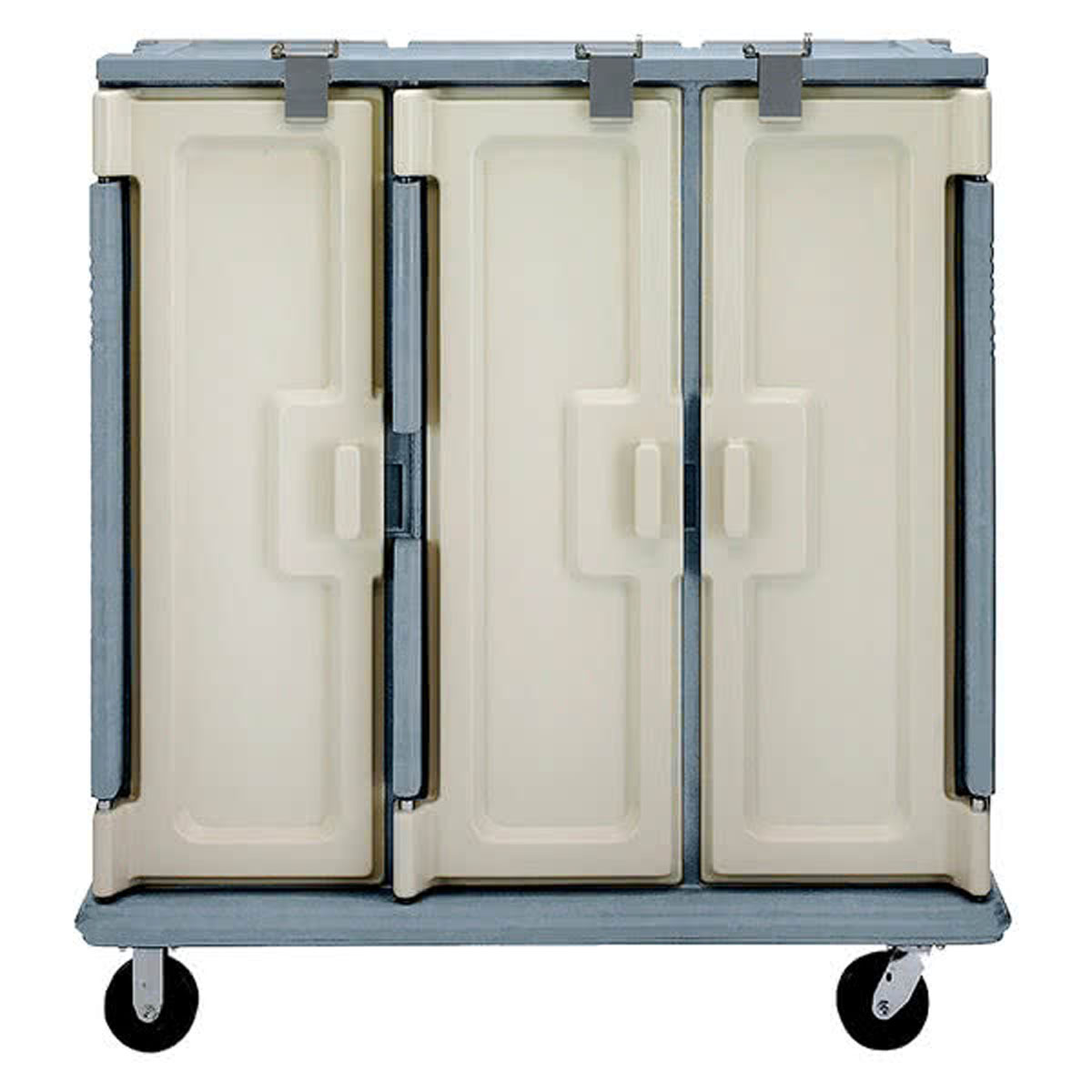 Cambro MDC1520T30401 Meal-Delivery Cart for Tray Service, 3 Compartments for 15'' x 20'' Trays, Tall - Slate Blue w/Cream Doors