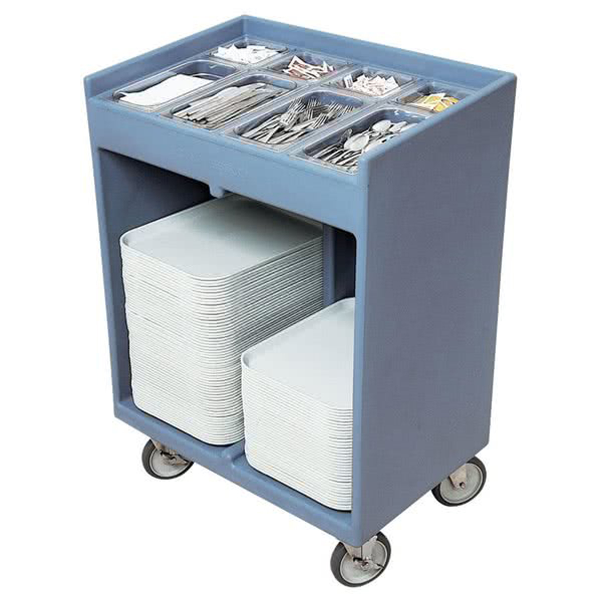 Cambro TC1418401 Tray & Silver Cart, w/Pans & Vinyl Cover - Slate Blue