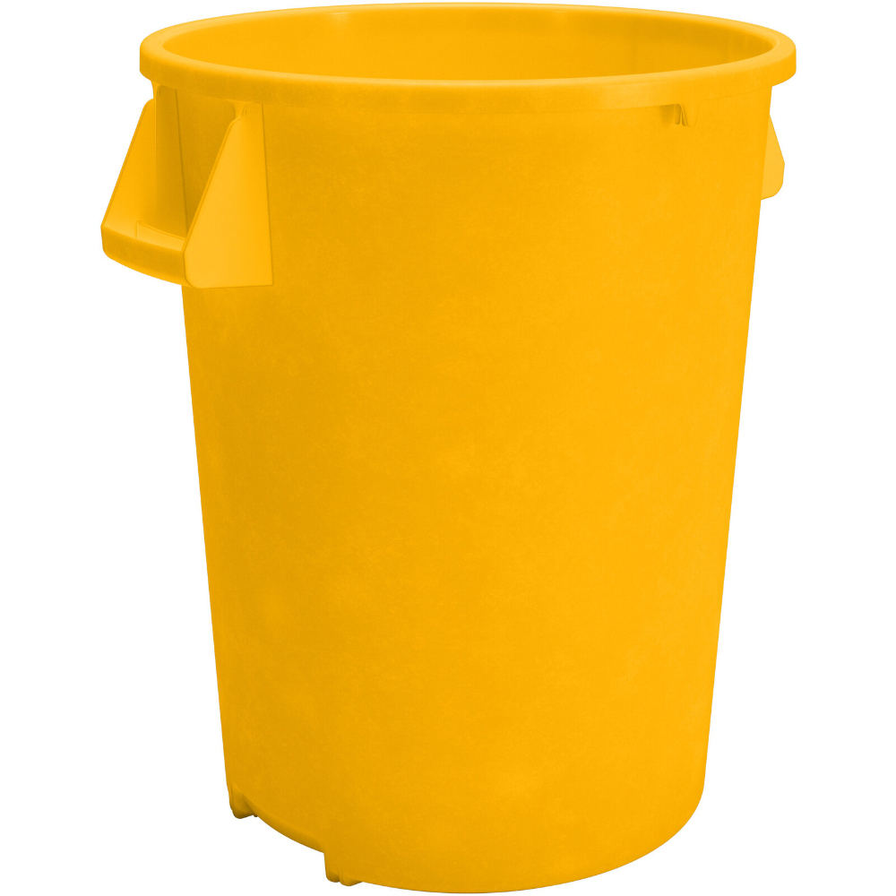 Carlisle Bronco Yellow Round Waste Container, 32 Gallon