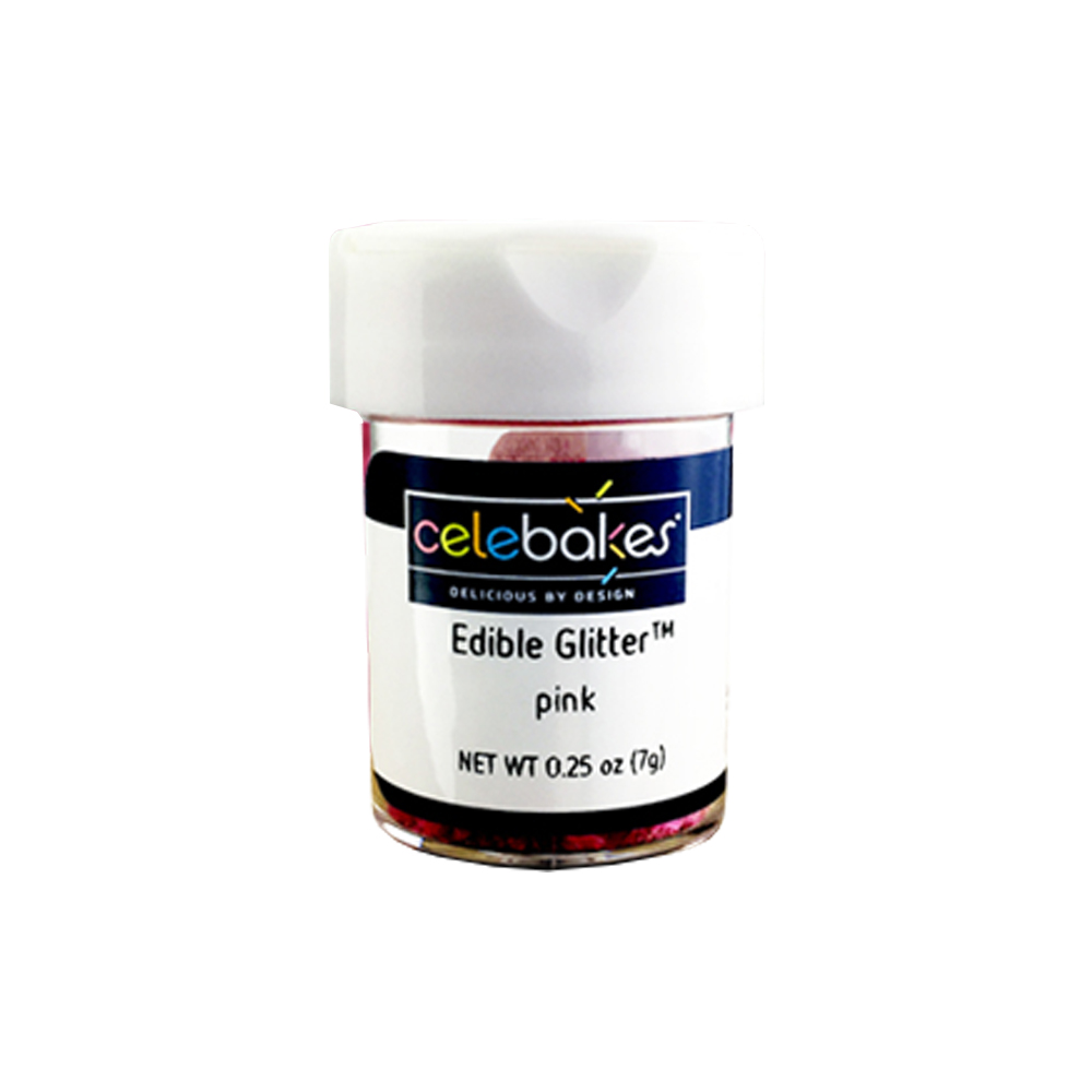 Celebakes Pink Edible Glitter, .25 oz. Heart and LoveThemed Cake