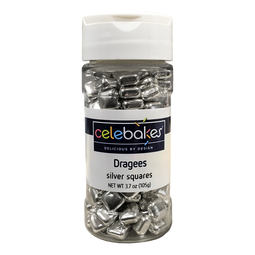 Celebakes Square Silver Dragees, oz