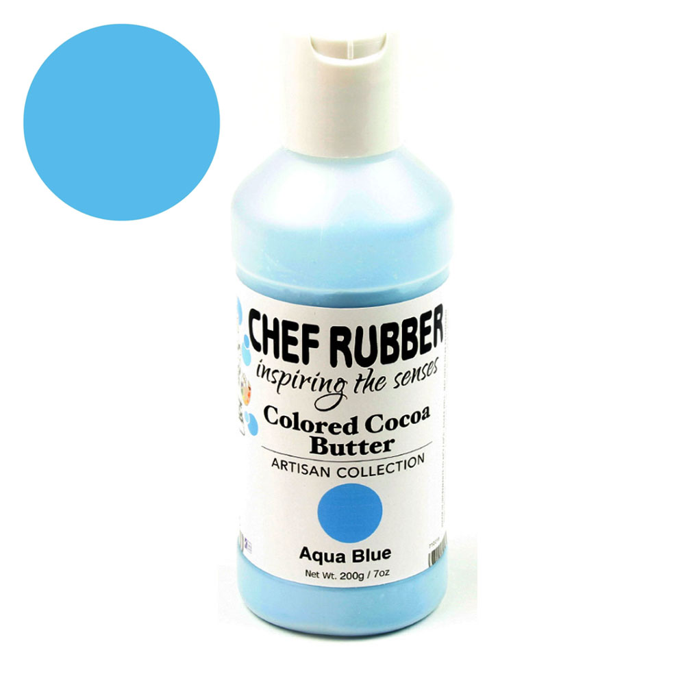 Chef Rubber Artisan Aqua Blue Cocoa Butter, 200g/7 Oz 