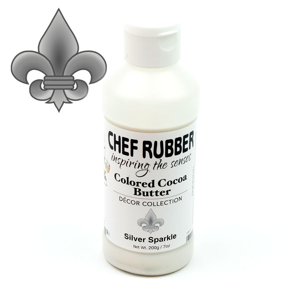 Chef Rubber Decor Silver Sparkle Cocoa Butter, 200g/7 Oz 