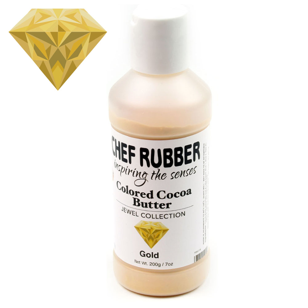 Chef Rubber Jewel Gold Cocoa Butter, 200g/7 Oz 