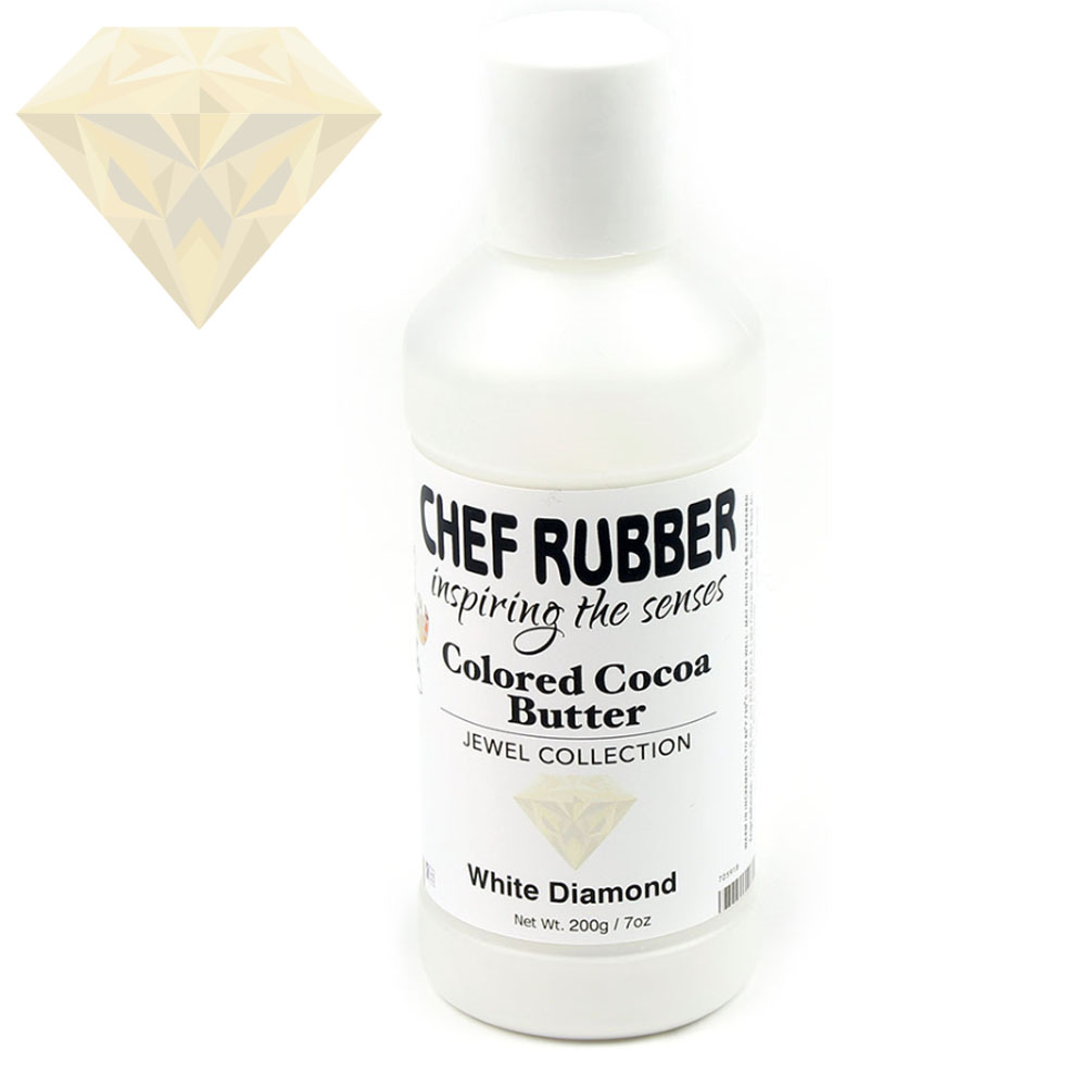 Chef Rubber Jewel White Diamond Cocoa Butter, 200g/7 Oz 