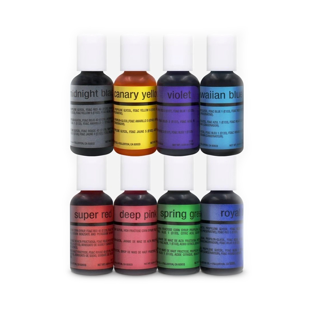 Chefmaster Airbrush Food Color Kit, 0.64 oz, Set of 8