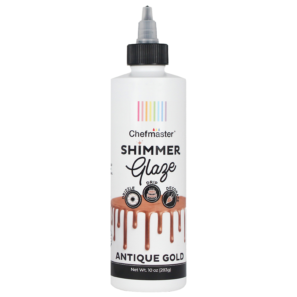 Chefmaster Antique Gold Shimmer Glaze, 10 oz.