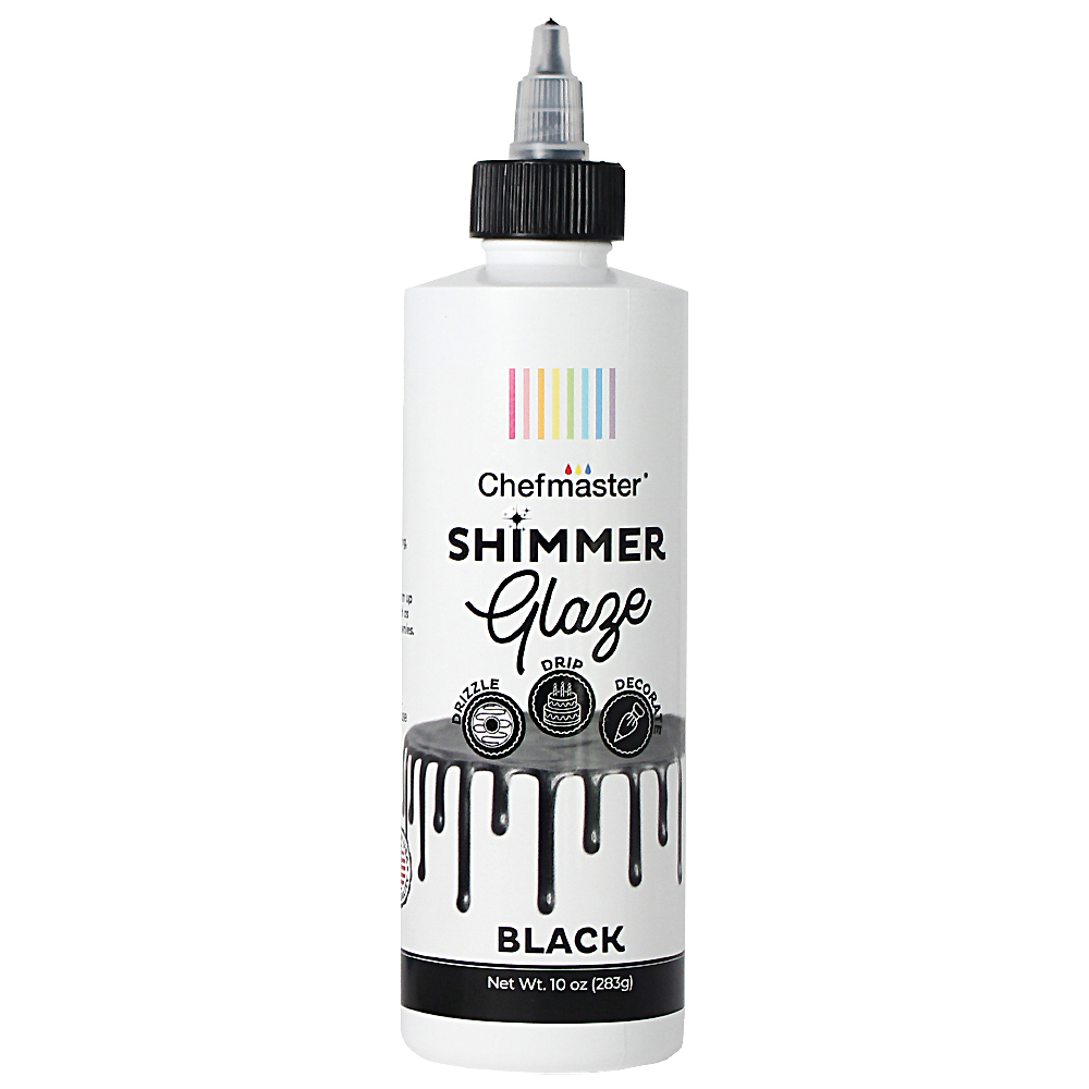 Chefmaster Black Shimmer Glaze, 10 oz.
