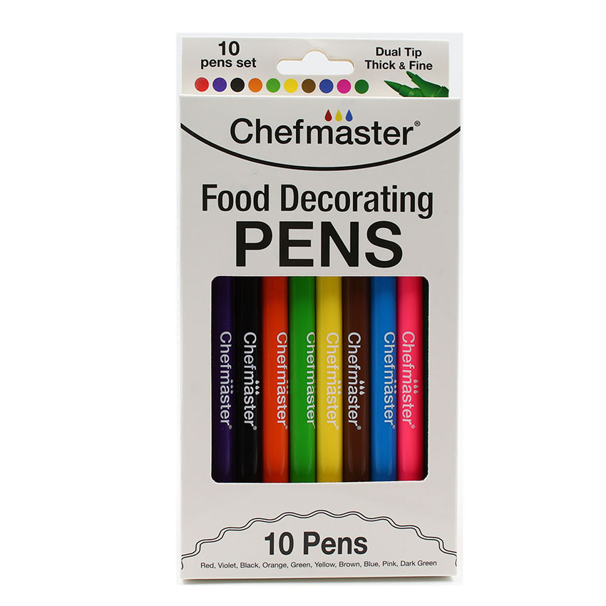 Chefmaster Edible Decorating Pens, 10 Assorted Colors