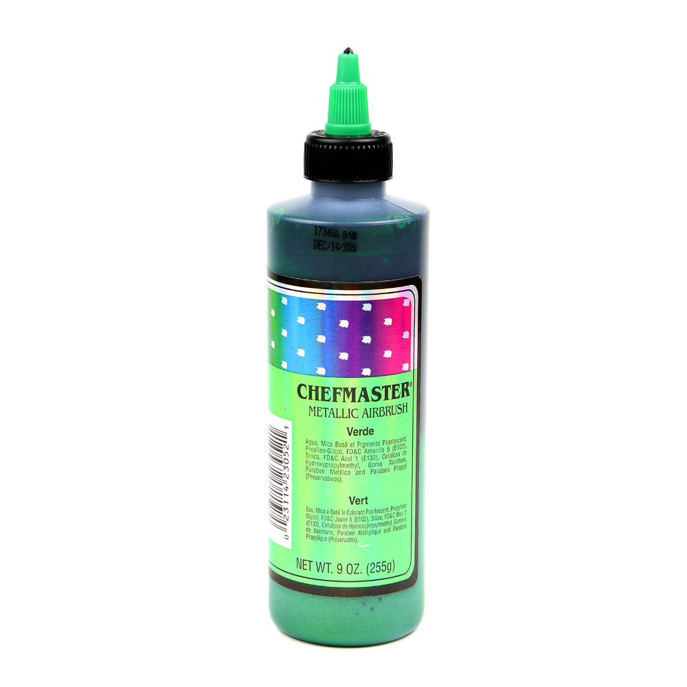 Chefmaster Metallic Green Airbrush Food Color, 9 oz.