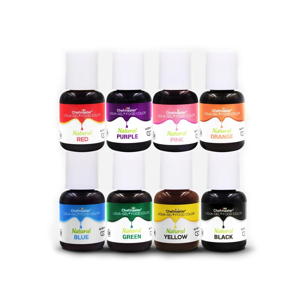 Chefmaster Natural Liqua Gel Food Color Kit, 10 ml., Set of 8