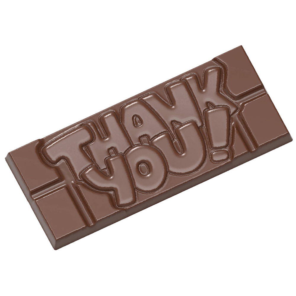 Chocolate World Clear Polycarbonate Chocolate Mold, Thank You