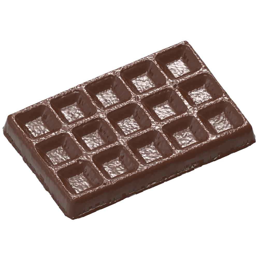 Chocolate World Clear Polycarbonate Chocolate Mold, Waffle, 3 Cavities