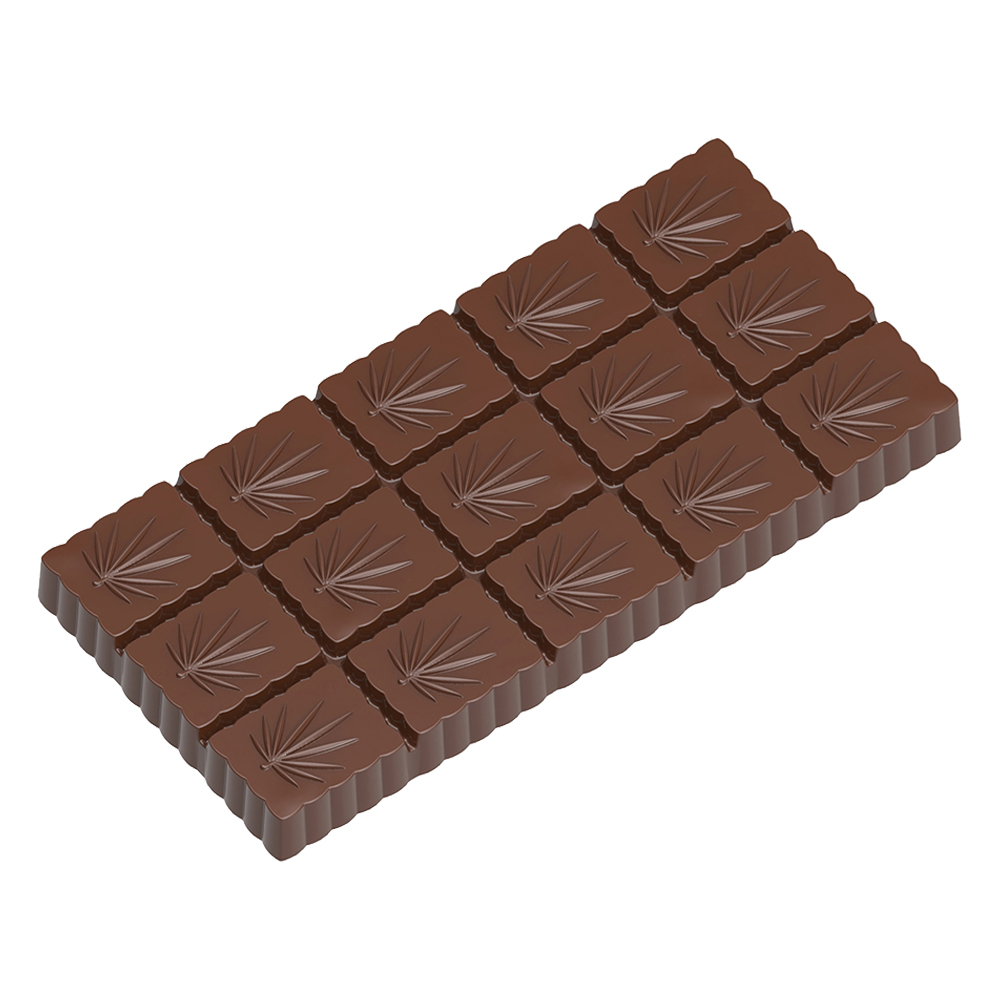 Chocolate World Clear Polycarbonate Chocolate Mold, Bar with Plant, 4 Cavities