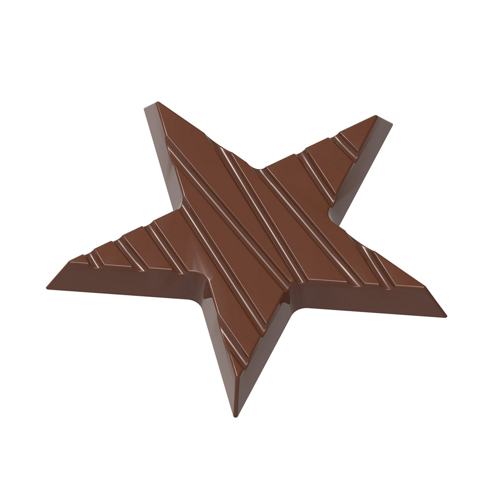 Chocolate World Clear Polycarbonate Chocolate Mold, Ridged Star
