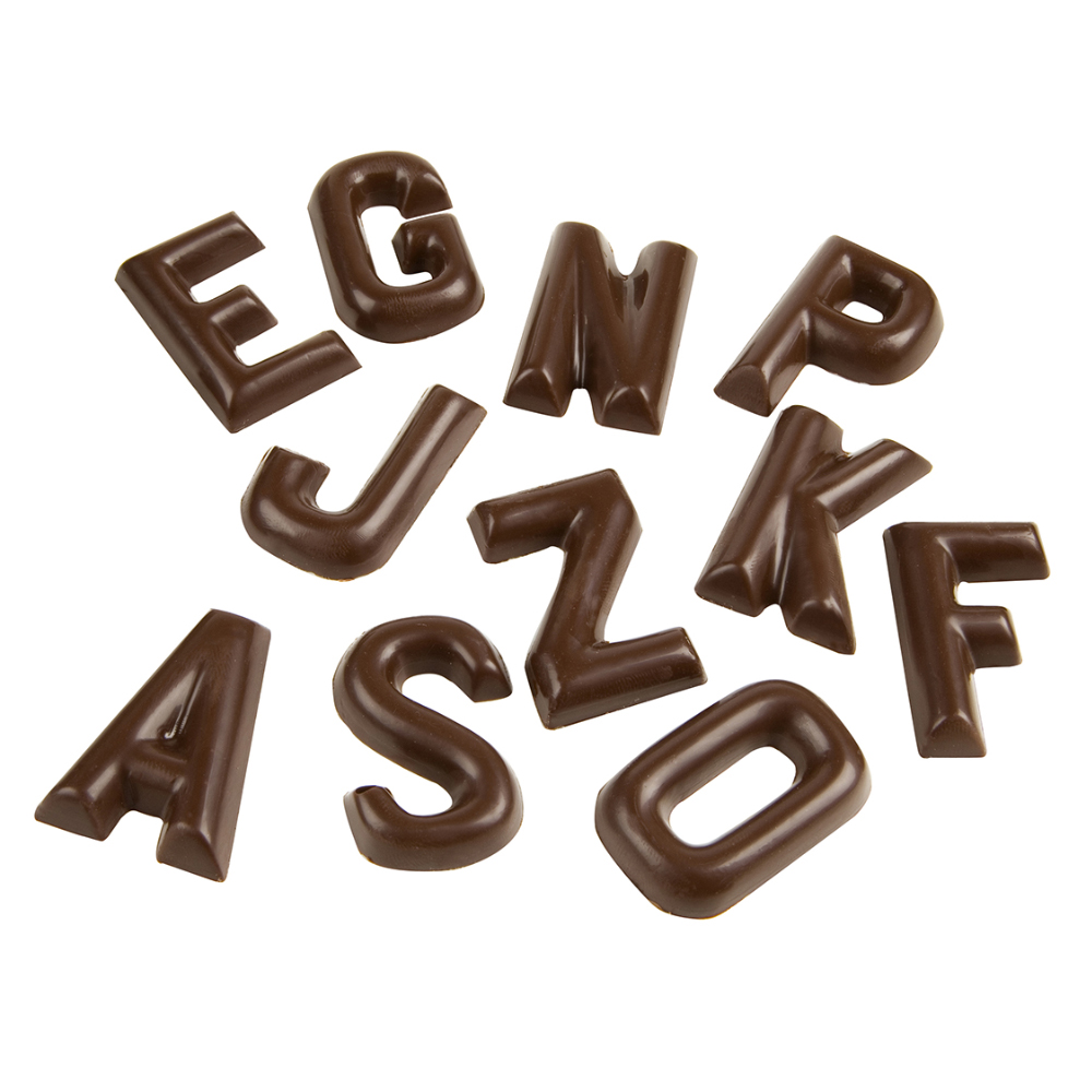 Chocolate World Polycarbonate Chocolate Mold, Alphabet A-Z, 26 Cavities