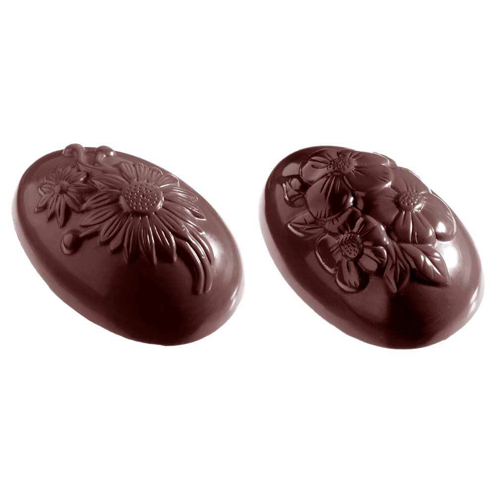 Chocolate World Polycarbonate Chocolate Mold, Egg Flowers, 4 Cavities