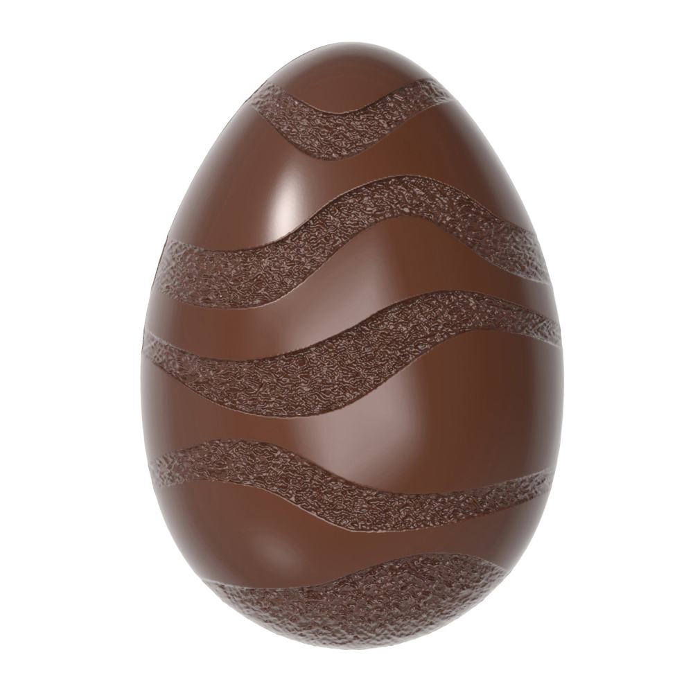 Chocolate World Polycarbonate Chocolate Mold, Egg with Stripe Design, 24 Cavities