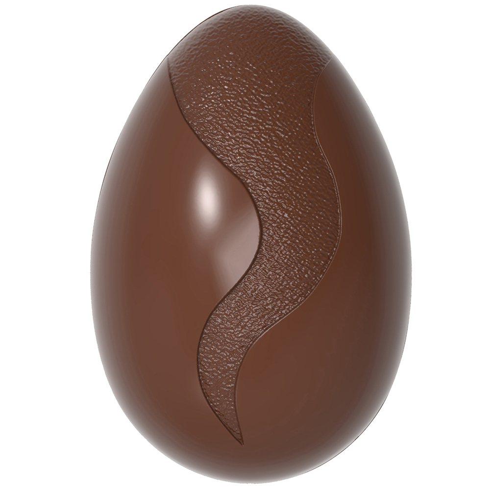 Chocolate World Polycarbonate Chocolate Mold, Egg with Wave Design, 8 Cavities