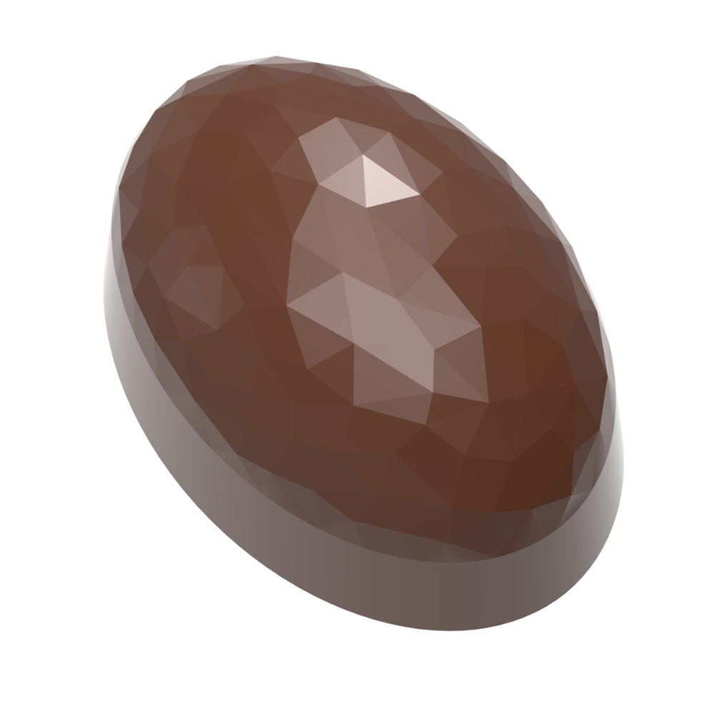Chocolate World Polycarbonate Chocolate Mold, Faceted Oval, 21 Cavities