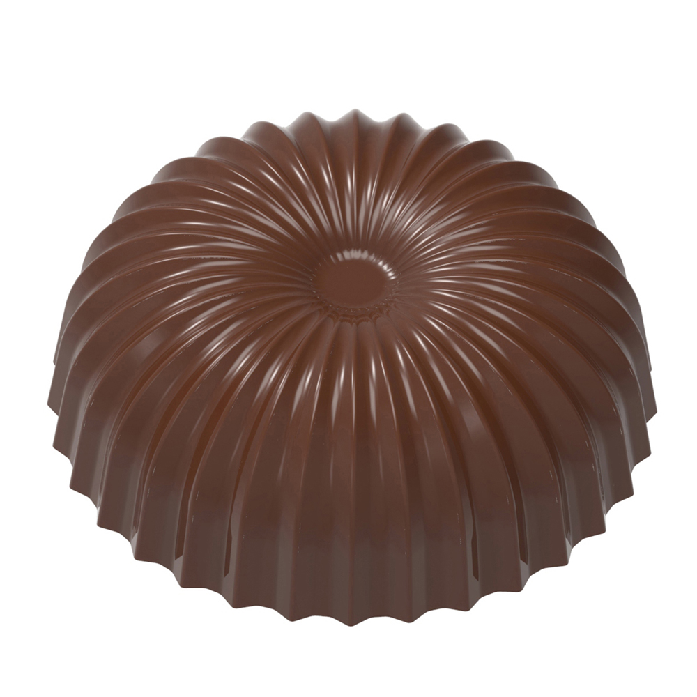 Chocolate World Polycarbonate Chocolate Mold, Flattened Pleated Sphere, 21 Cavities